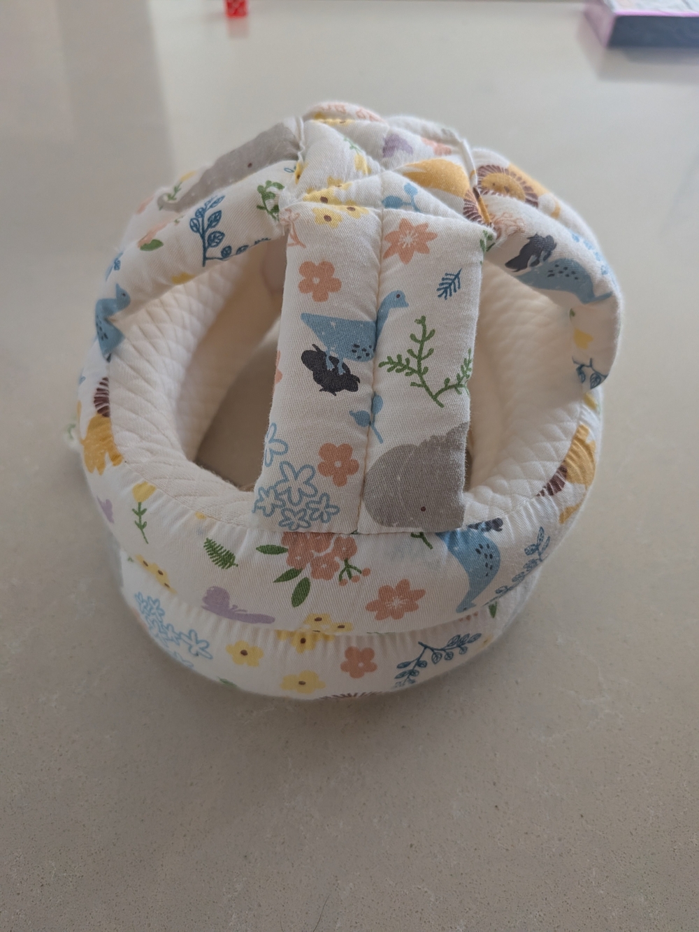 Plush Floral & safari Pattern Baby Head Protector - White